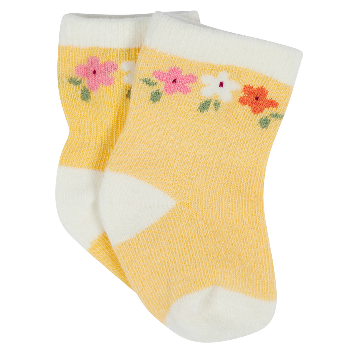 12-Pack Baby & Toddler Girls Floral Fox Jersey Crew Wiggle Proof Socks, view 2