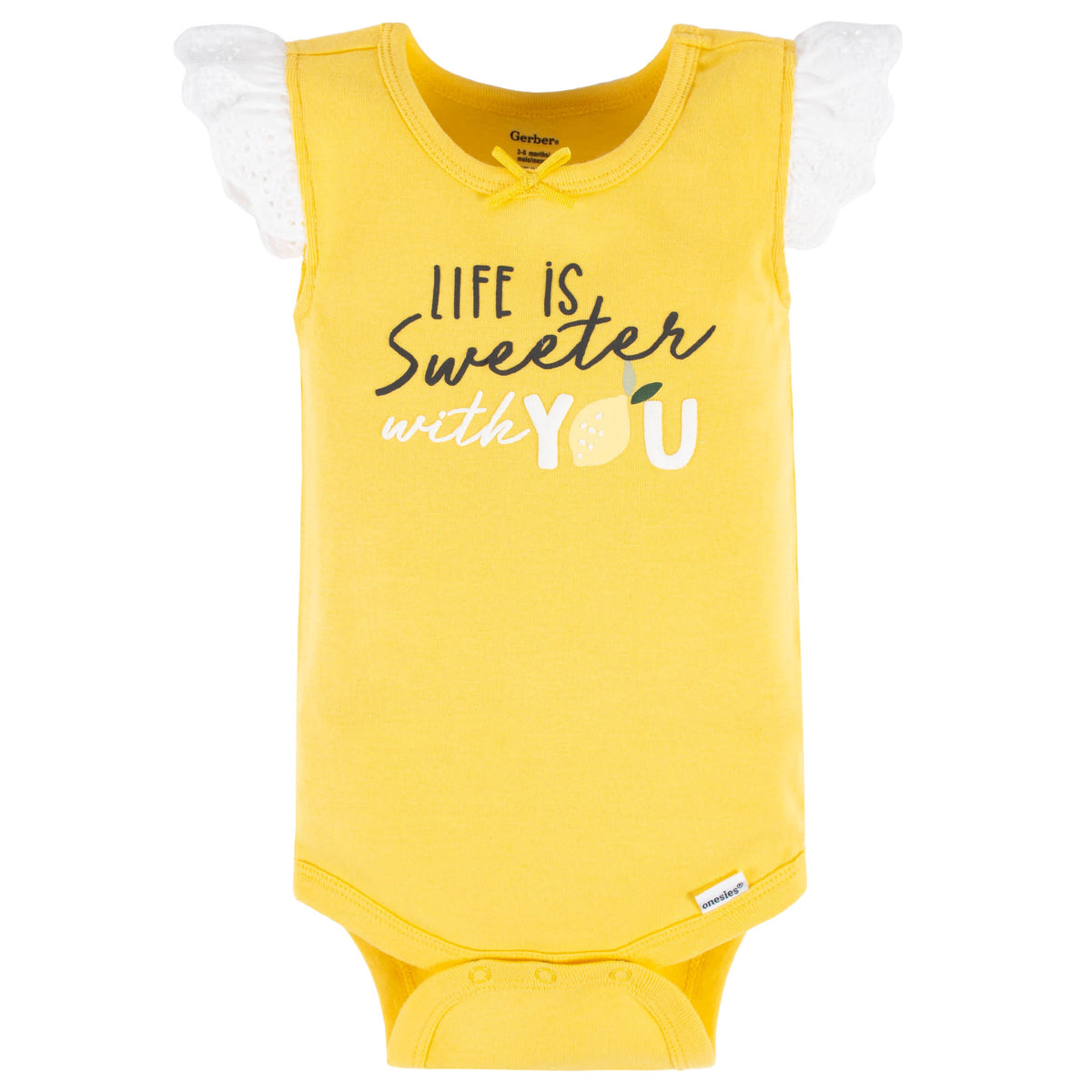 4-Pack Baby Girls Lemon Squeeze Tank Onesies Bodysuits, view 9