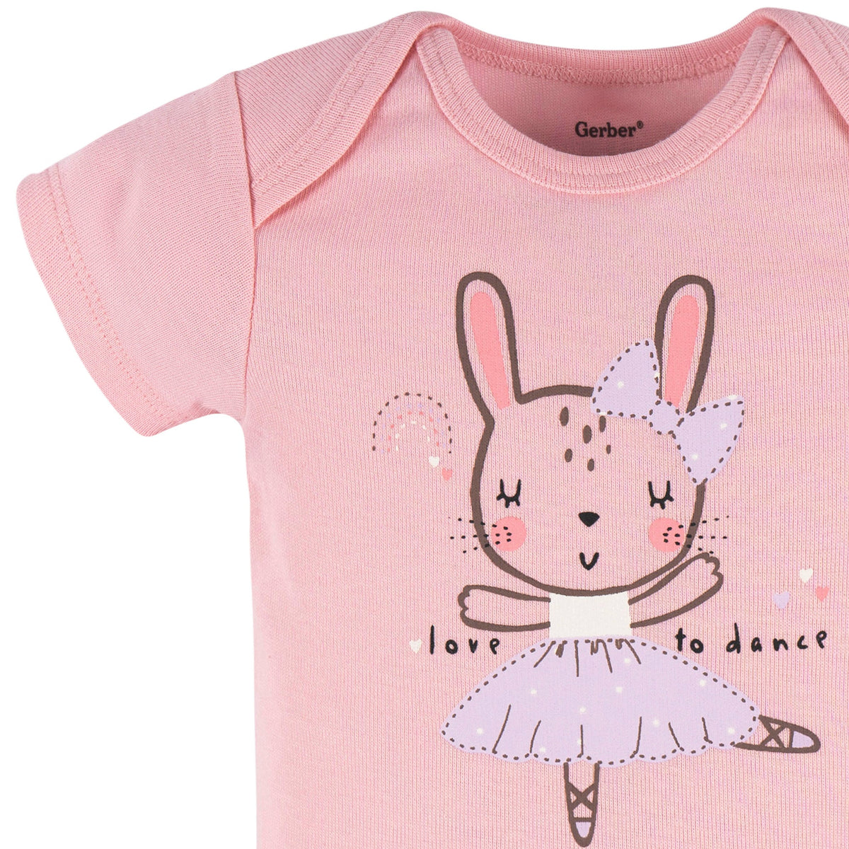 Baby Girls Bunny Ballerina Short Sleeve Onesies Bodysuit, view 2