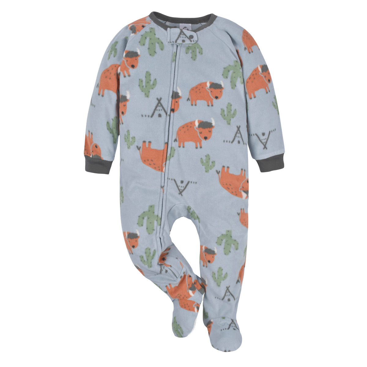 2-Pack Baby & Toddler Boys Gray Buffalo Fleece Pajamas, view 5