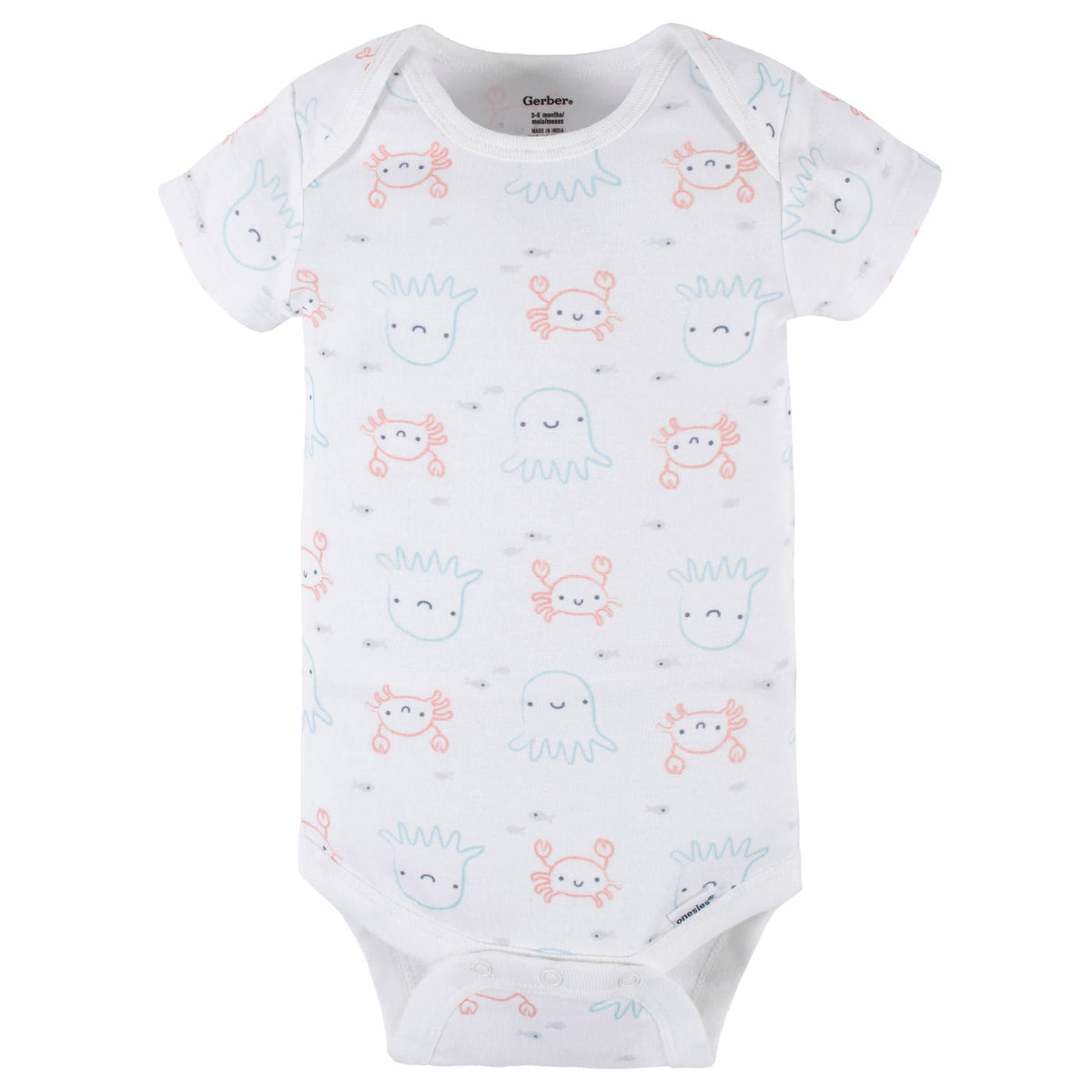 4-Pack Baby Boys Sea Friends Short Sleeve Onesies Bodysuits, view 6