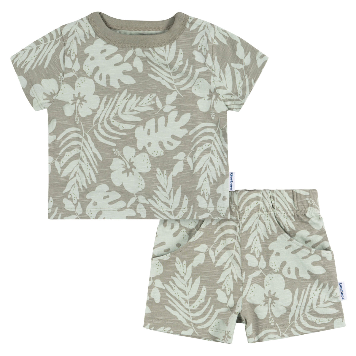2-Piece Toddler Boys Tropical Leaves Shirt & Shorts Set