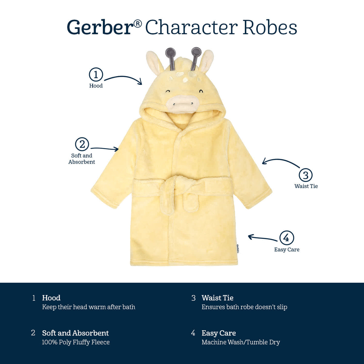 Baby Neutral Yellow Giraffe Robe, view 8