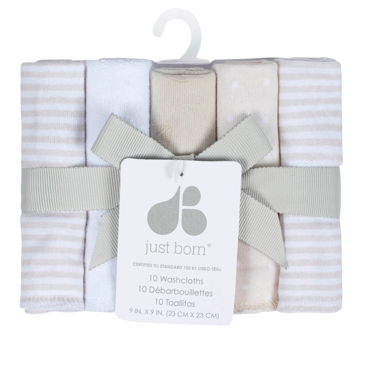 10-Pack Baby Neutral Natural Leaves Washcloths, view 2
