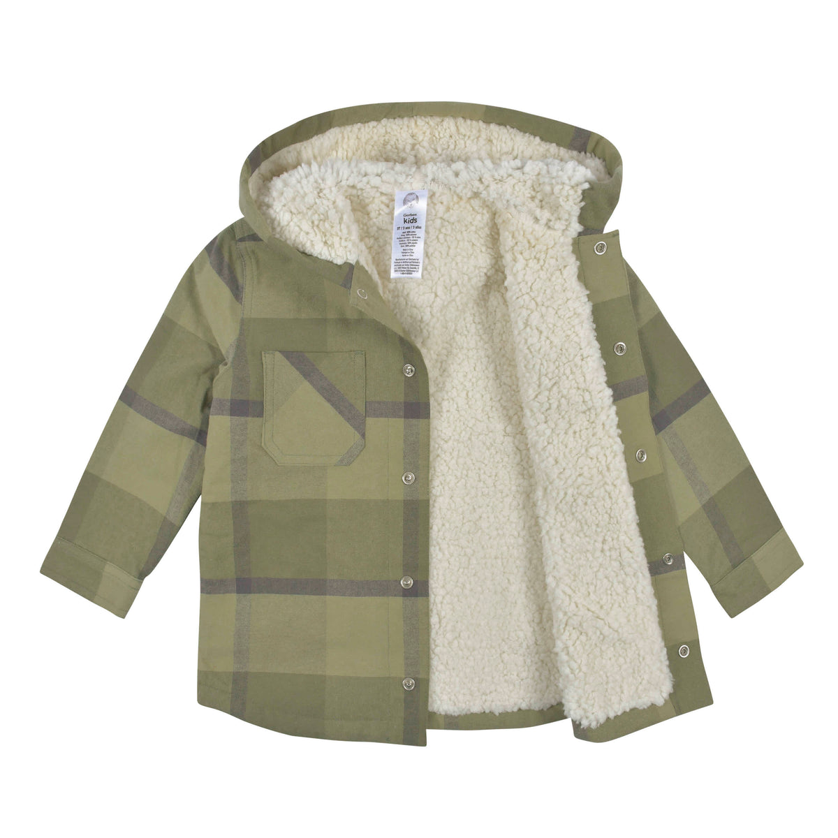 2-Piece Infant & Toddler Boys Sage Green Plaid Flannel Jacket & Jogger Set, view 3