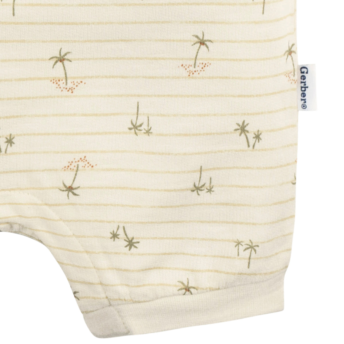 Baby Boys Palm Tree Stripe Collared Romper, view 3