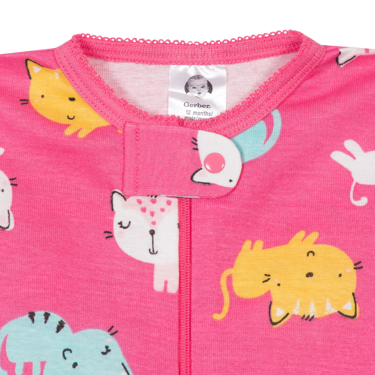 4-Pack Girls Unicorns & Cats Snug Fit Footed Cotton Pajamas, view 3