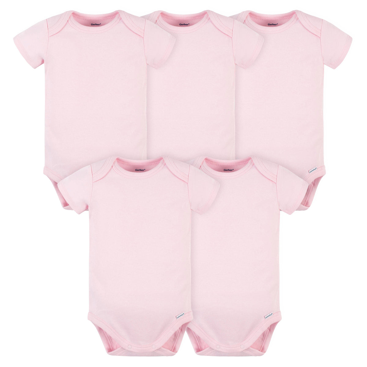 5-Pack Light Pink Premium Short Sleeve Onesies Bodysuits
