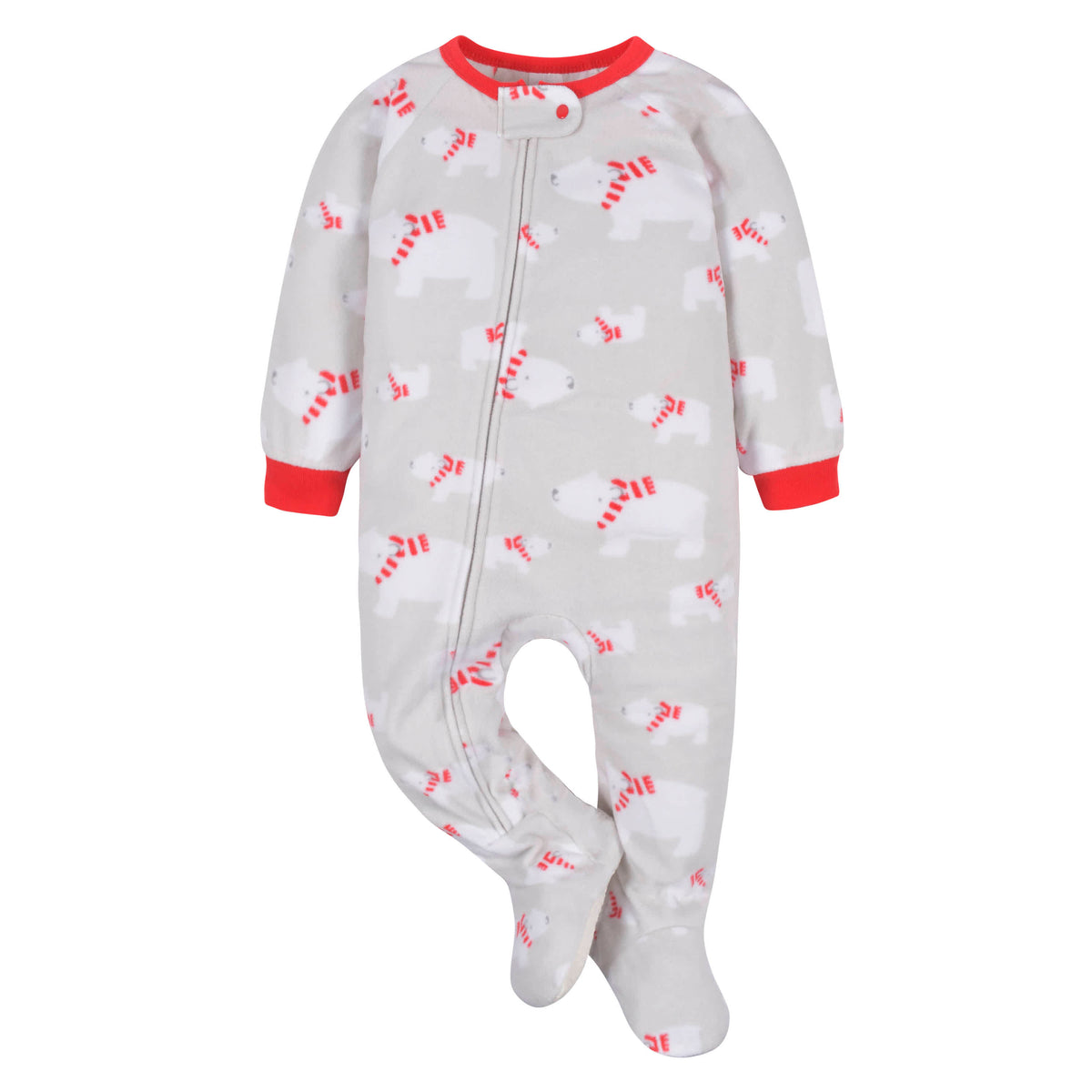 2-Pack Baby & Toddler Neutral Snowflakes & Bears Fleece Pajamas, view 7