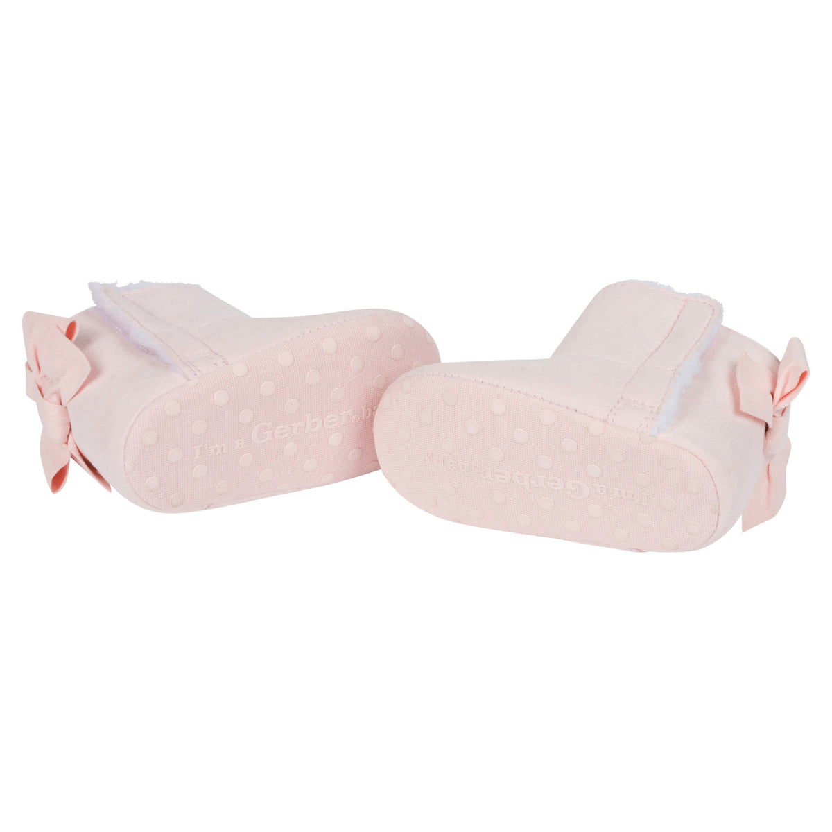 Baby Girls Pink Bow Faux Suede Boots, view 4