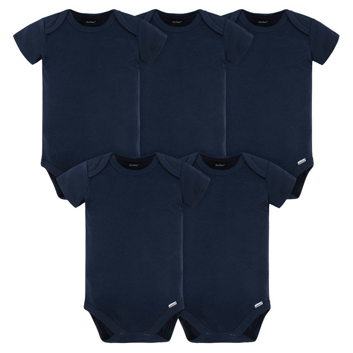 5-Pack Navy Premium Short Sleeve Onesies Bodysuits