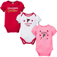 3-Pack Baby Girls Falcons Short Sleeve Bodysuits