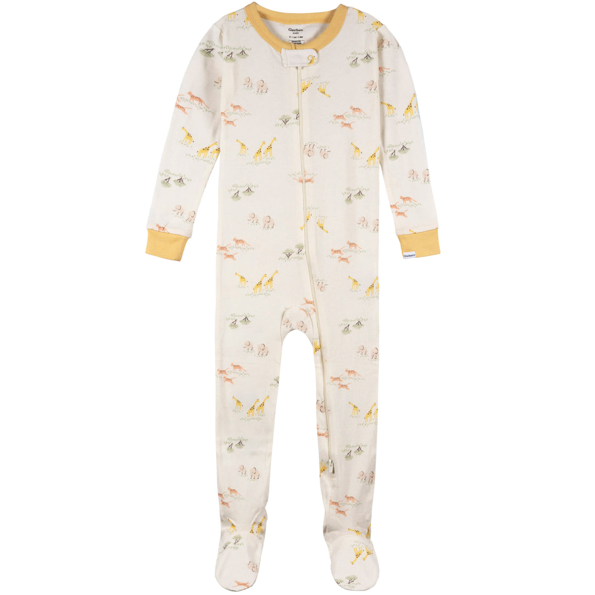 4-Pack Baby & Toddler Neutral Safari Snug-Fitting Footed Pajamas, view 8