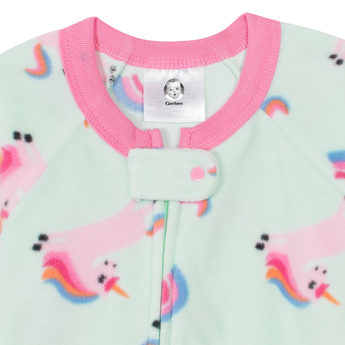 Baby Girls Unicorn Fleece Pajamas, view 2