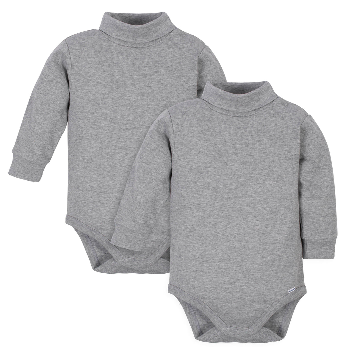 2-Pack Grey Heather Long Sleeve Turtleneck Onesies Bodysuits