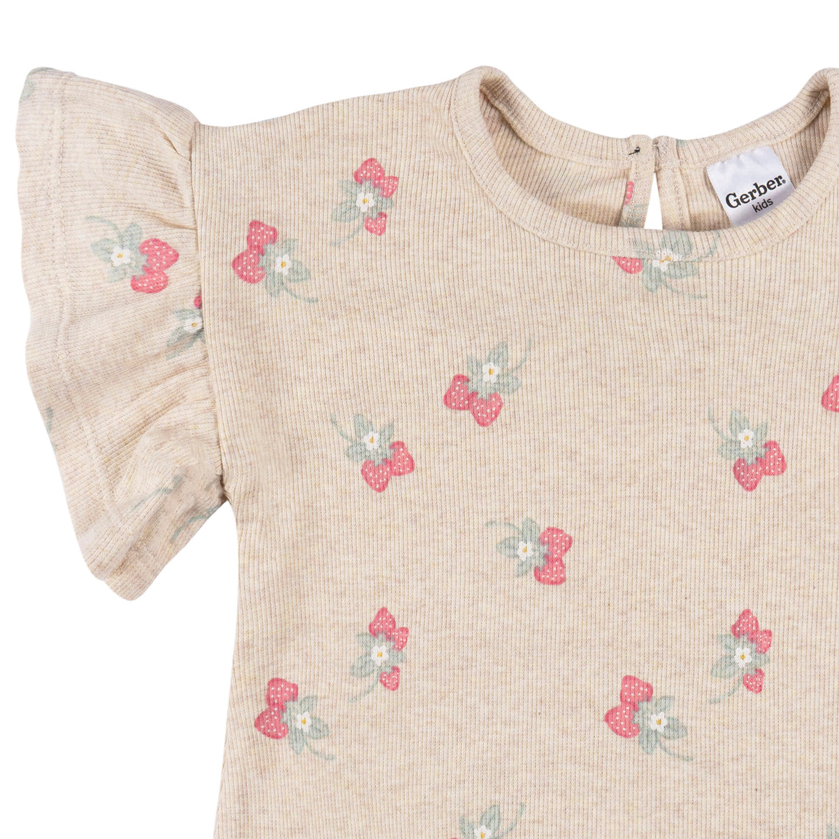 2-Piece Infant & Toddler Girls Heather Strawberry Shirt and Shorts Set, view 3