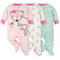 3-Pack Baby Girls Fox Sleep 'N Plays