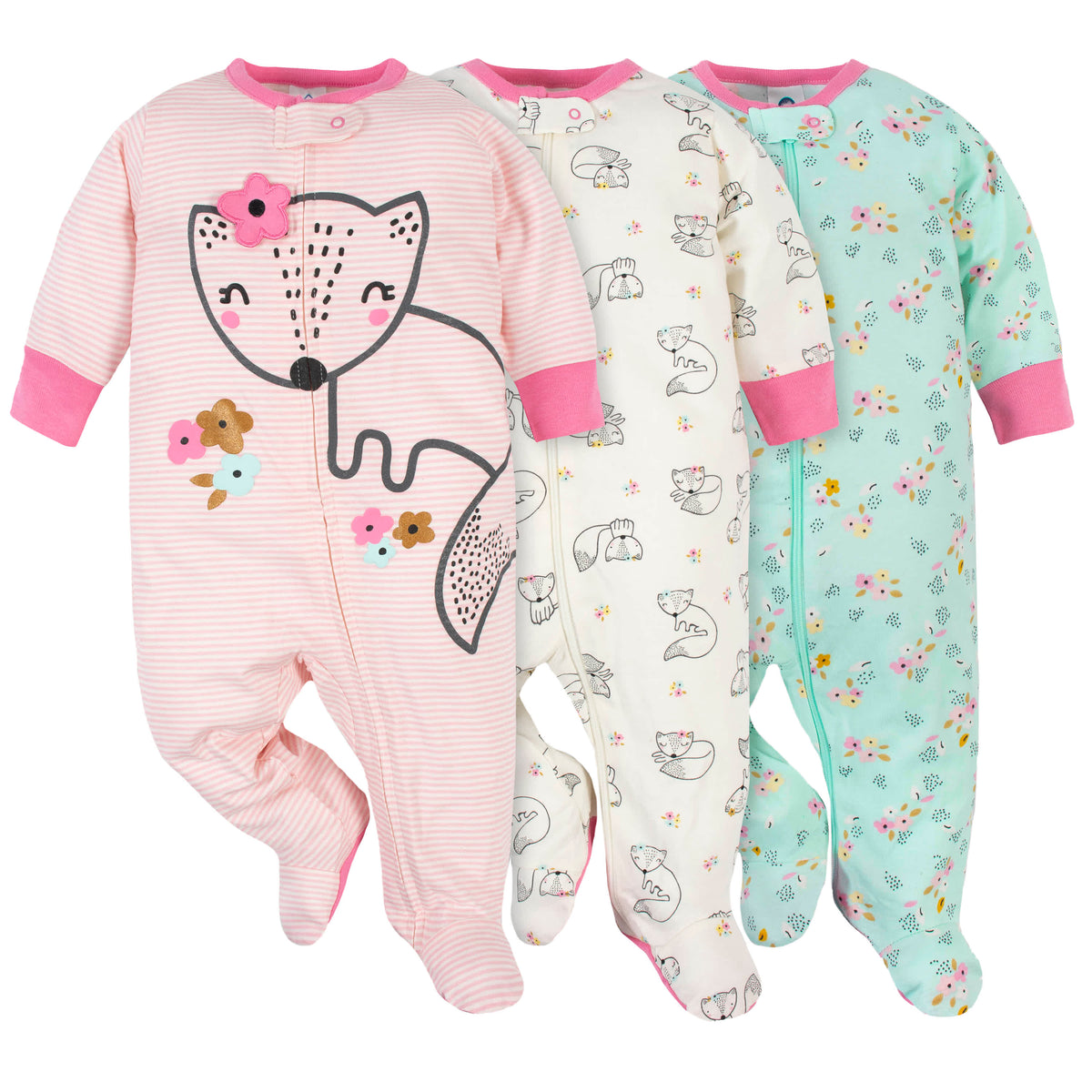 3-Pack Baby Girls Fox Sleep 'N Plays