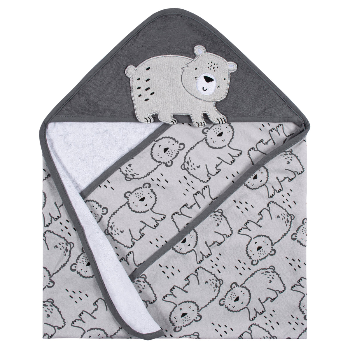 4-Pack Baby Boys Bear Hooded Towel and Washcloths, view 5