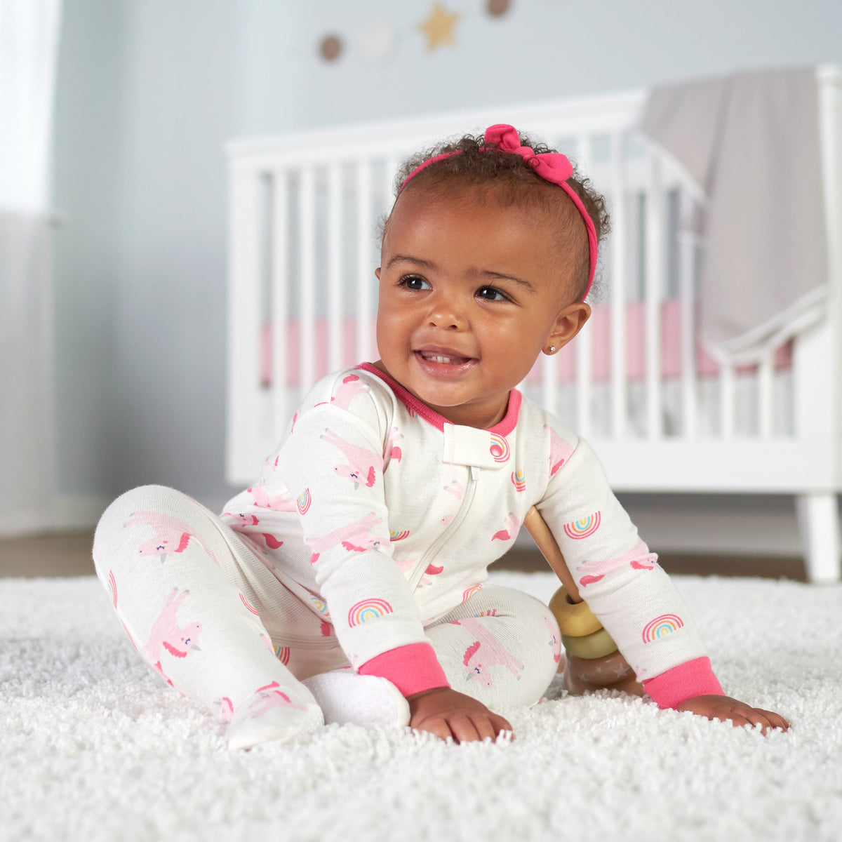 2-Pack Baby Girls Unicorn Snug Fit Footed Pajamas, view 3