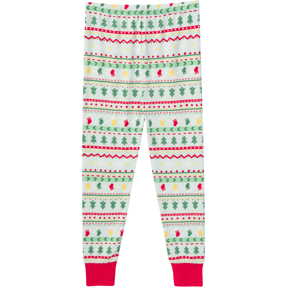 2-Piece Kids Neutral Oh What Fun FairIsle Holiday Family Pajamas, view 3