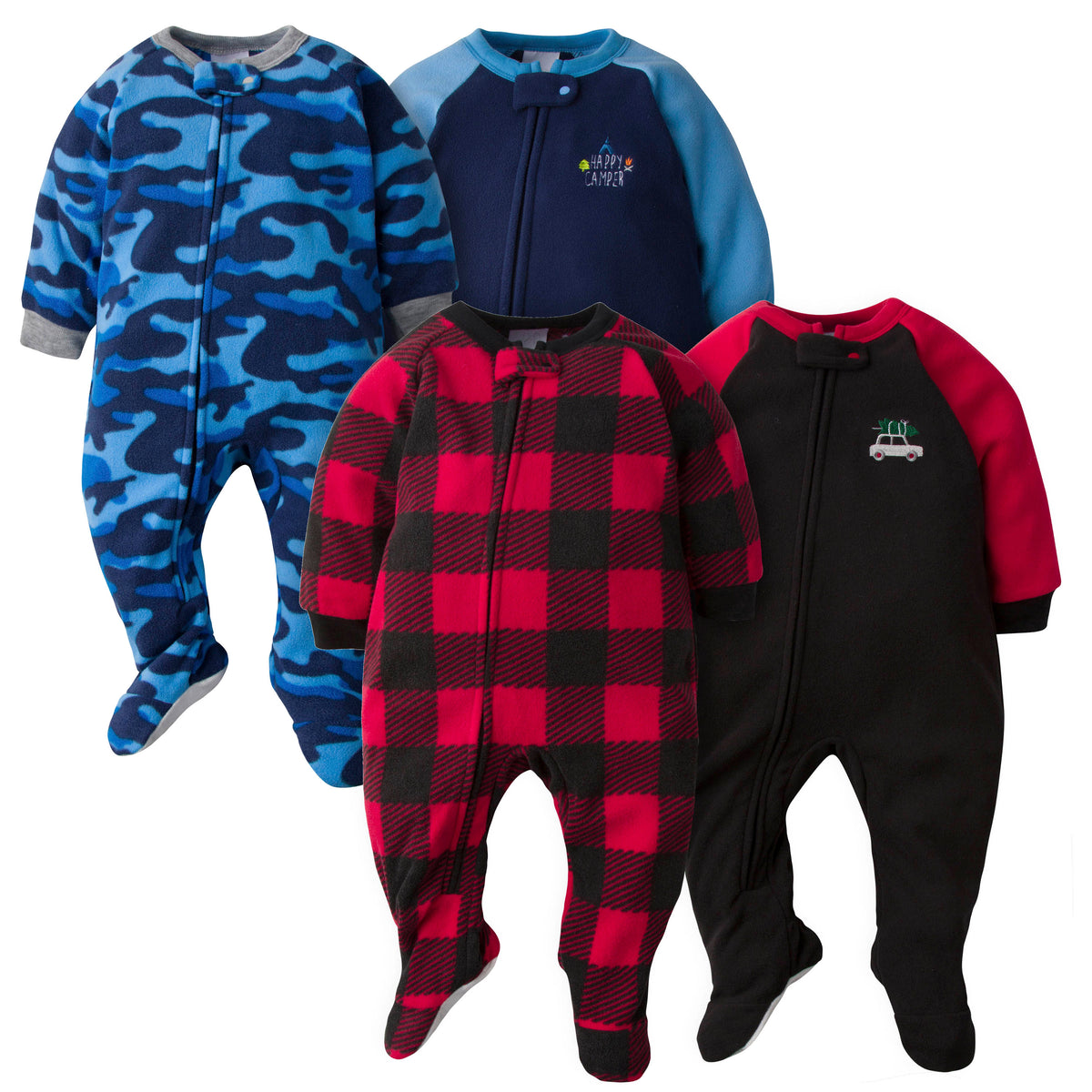 4-Pack Baby Boys Camo & Plaid Blanket Sleepers