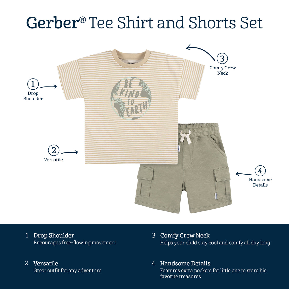 2-Piece Toddler Boys Kind Earth Shirt & Shorts Set, view 6