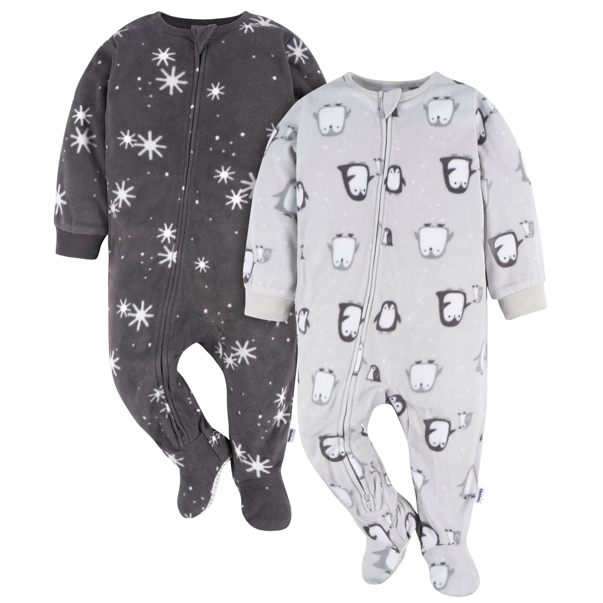 2-Pack Baby & Toddler Neutral Grey Snowmen Fleece Pajamas