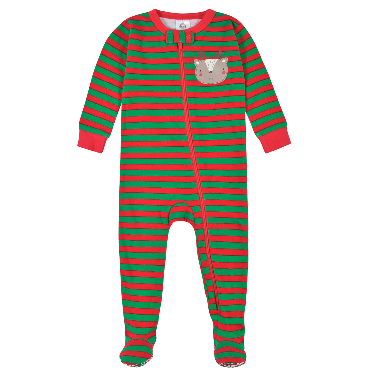 Baby Reindeer Snug Fit Footed Cotton Pajamas