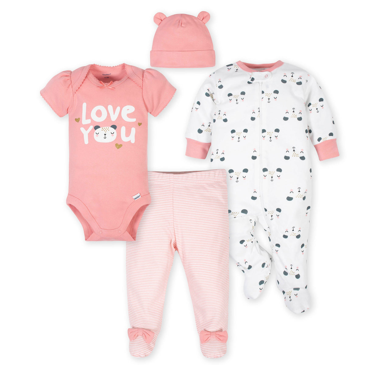 4-Piece Baby Girls Bear Take-Me-Home Set