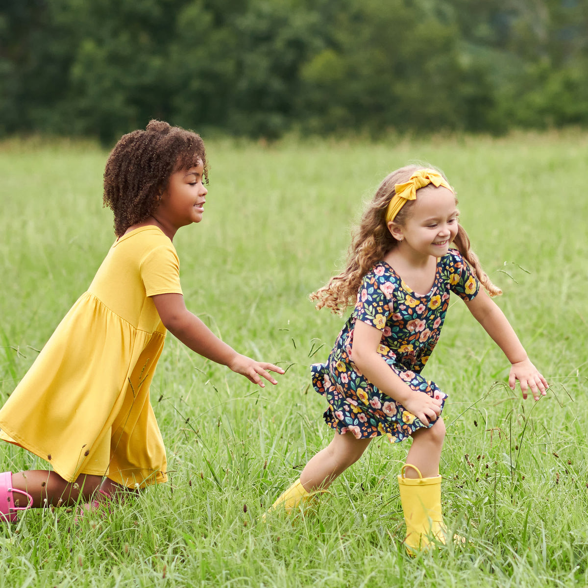 Infant & Toddler Girls Midnight Floral Buttery Soft Viscose Made from Eucalyptus Twirl Dress, view 3