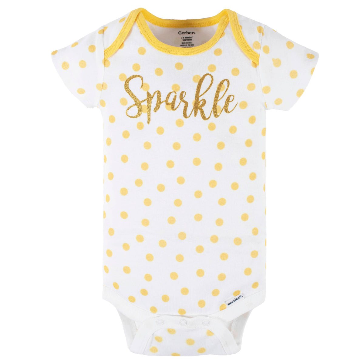 4-Pack Baby Girls Yellow Garden Short Sleeve Onesies Bodysuits, view 6