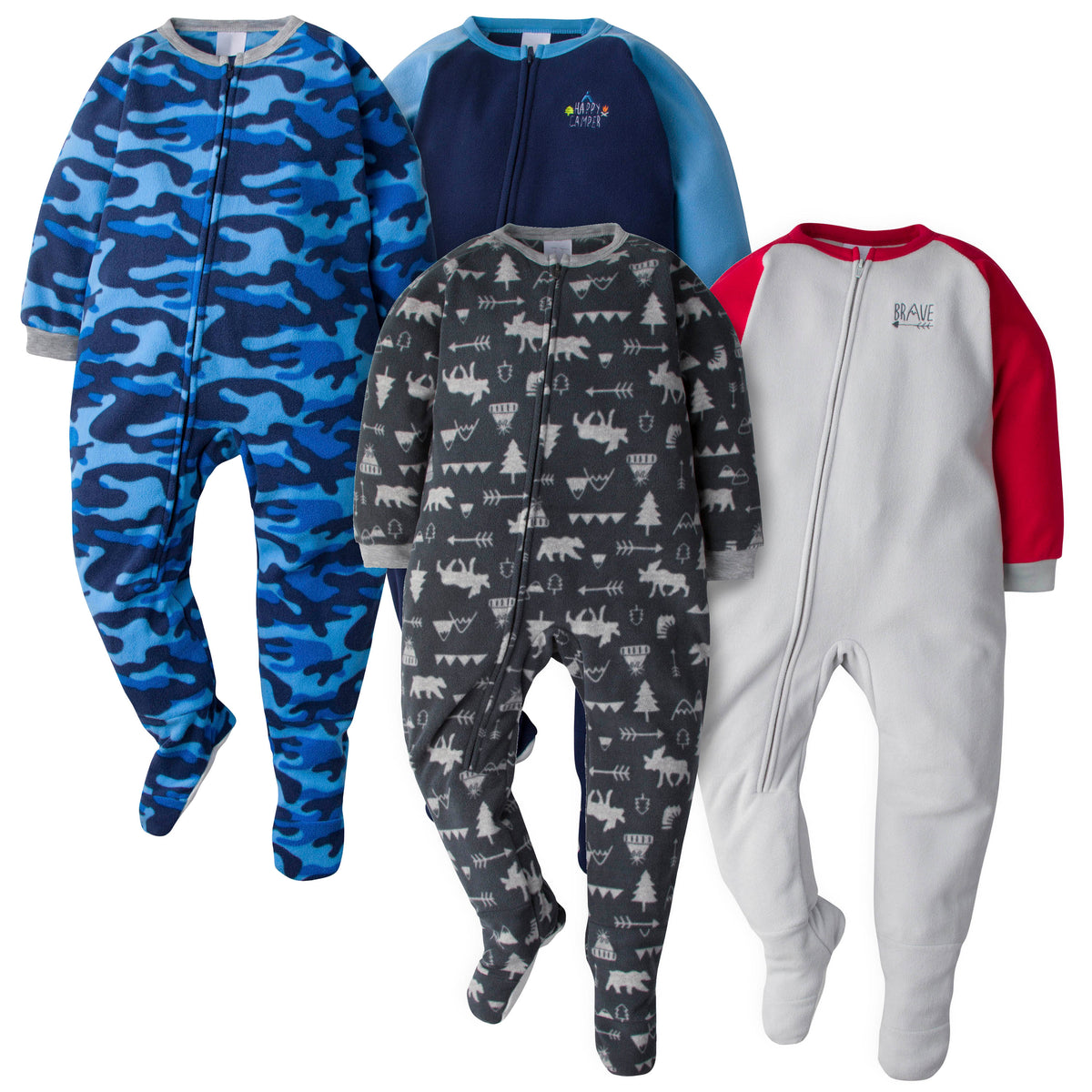 4-Pack Toddler Boys Camo & Brave Blanket Sleepers
