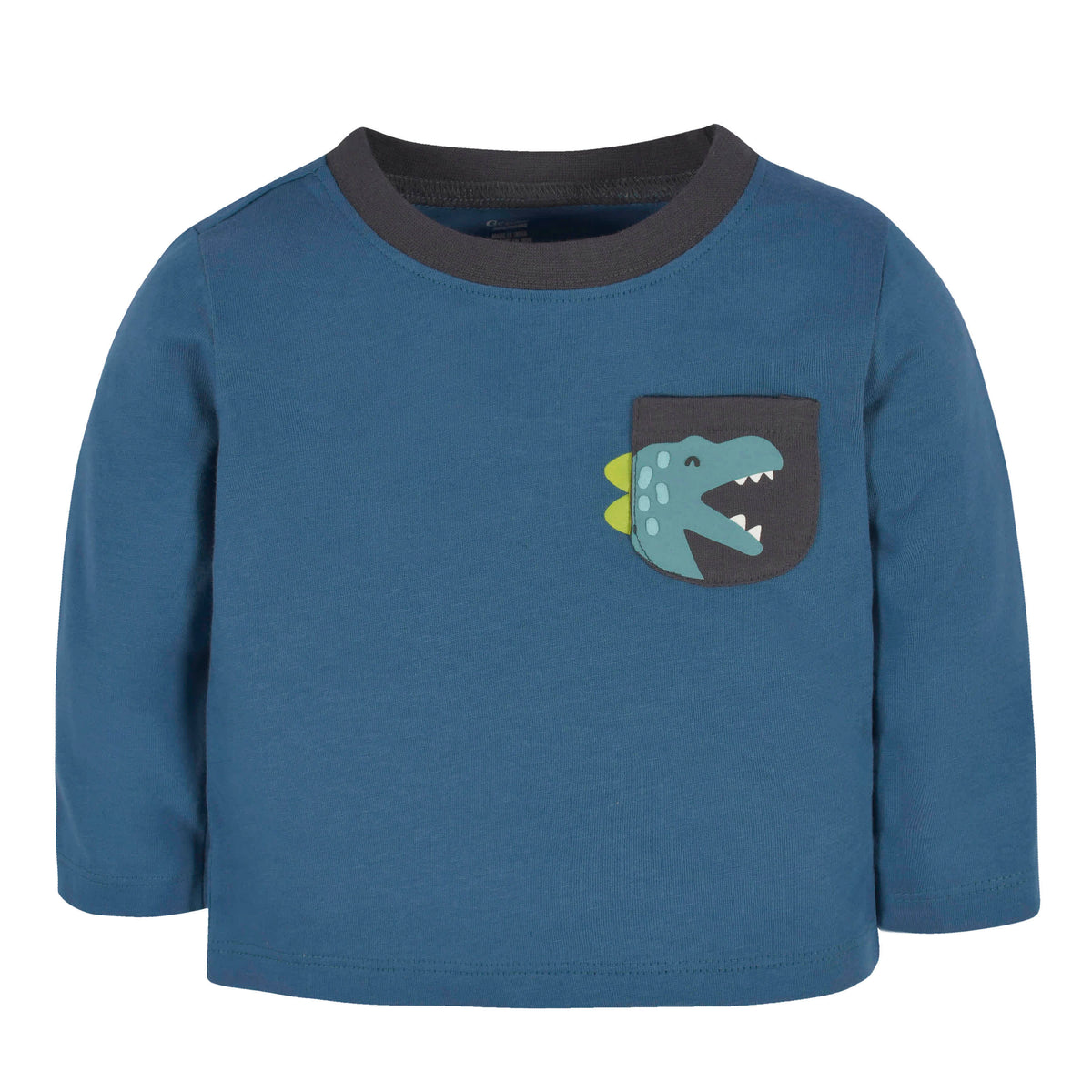 2-Piece Baby & Toddler Boys Navy Dino Long Sleeve Shirt & Jogger Pants Set, view 2