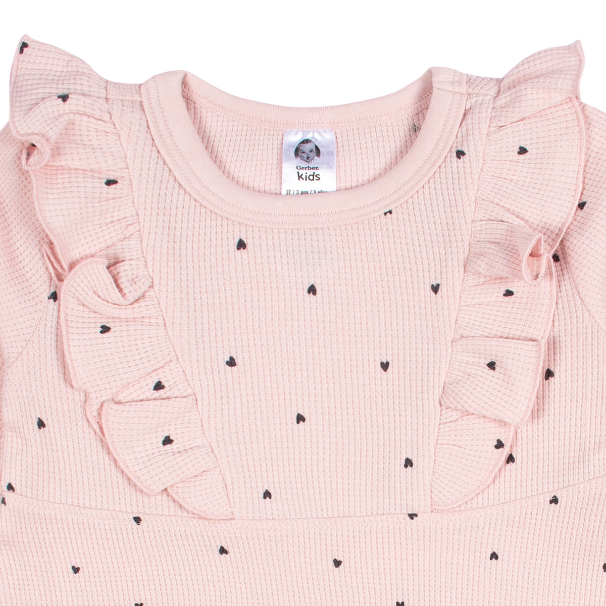 Infant and Toddler Girls Light Pink Dots Dress With Ruffle, view 3