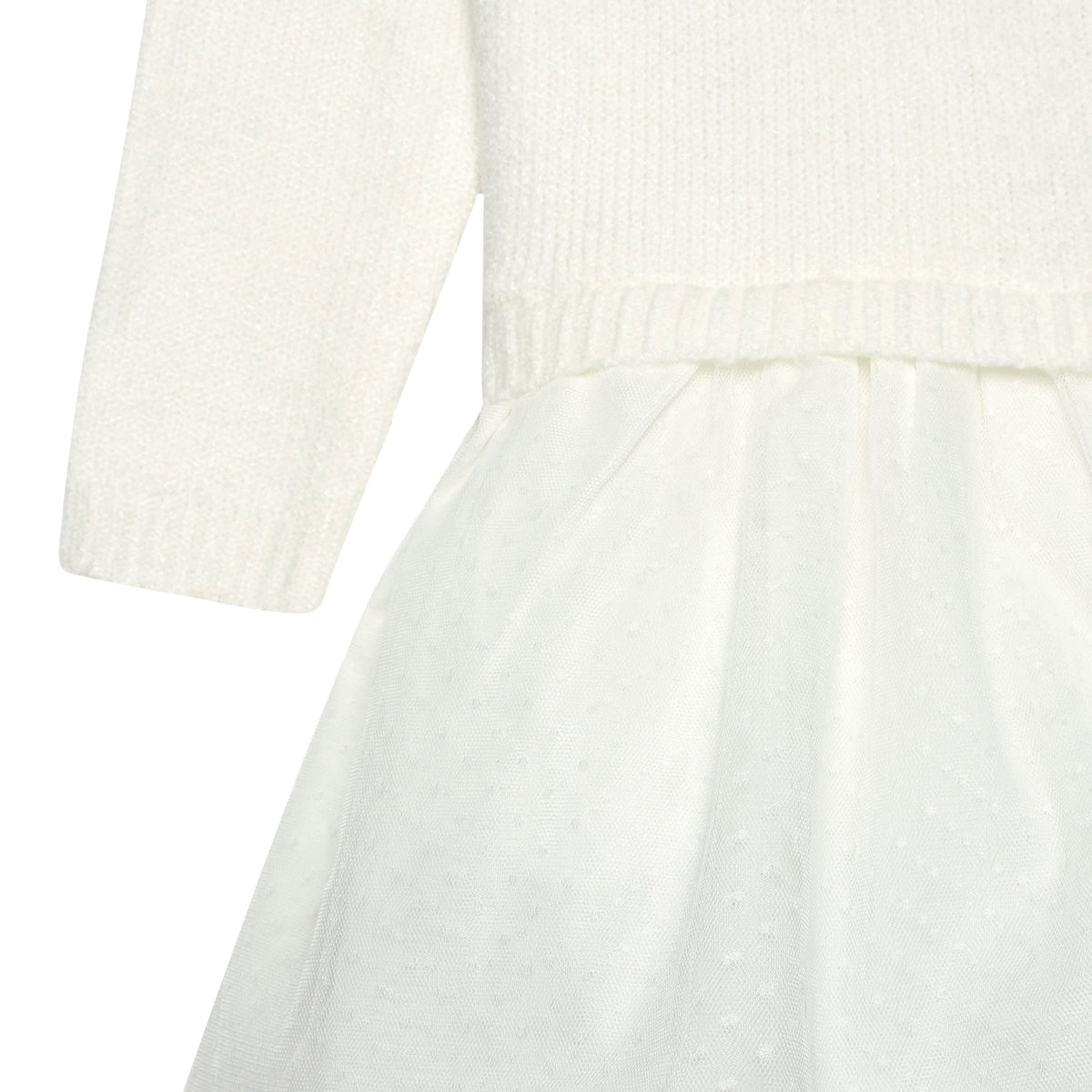 Infant & Toddler Girls White Sweater Dress With Tulle Skirt, view 6
