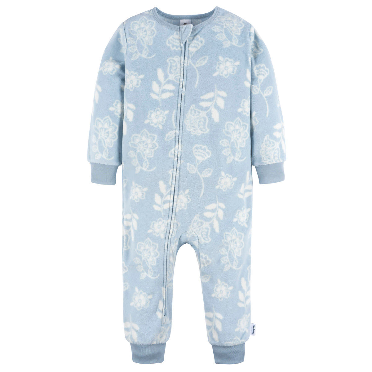 3-Pack Infant & Toddler Girls Blue Floral Footless Fleece Pajamas, view 6