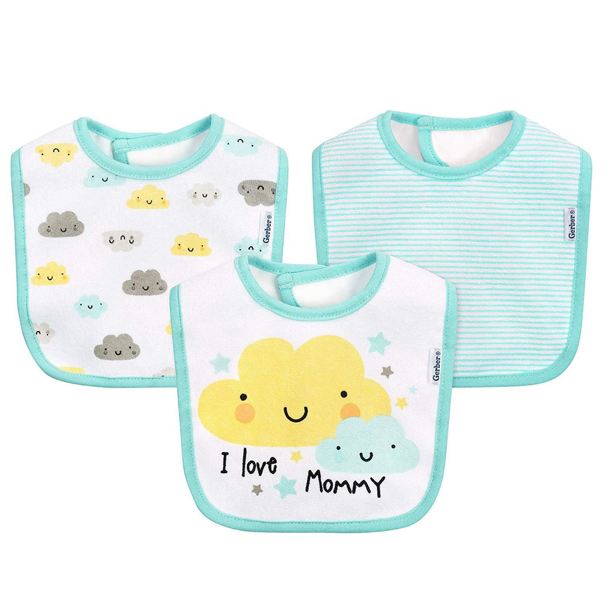 3-Pack Boys Clouds Dribbler Bibs