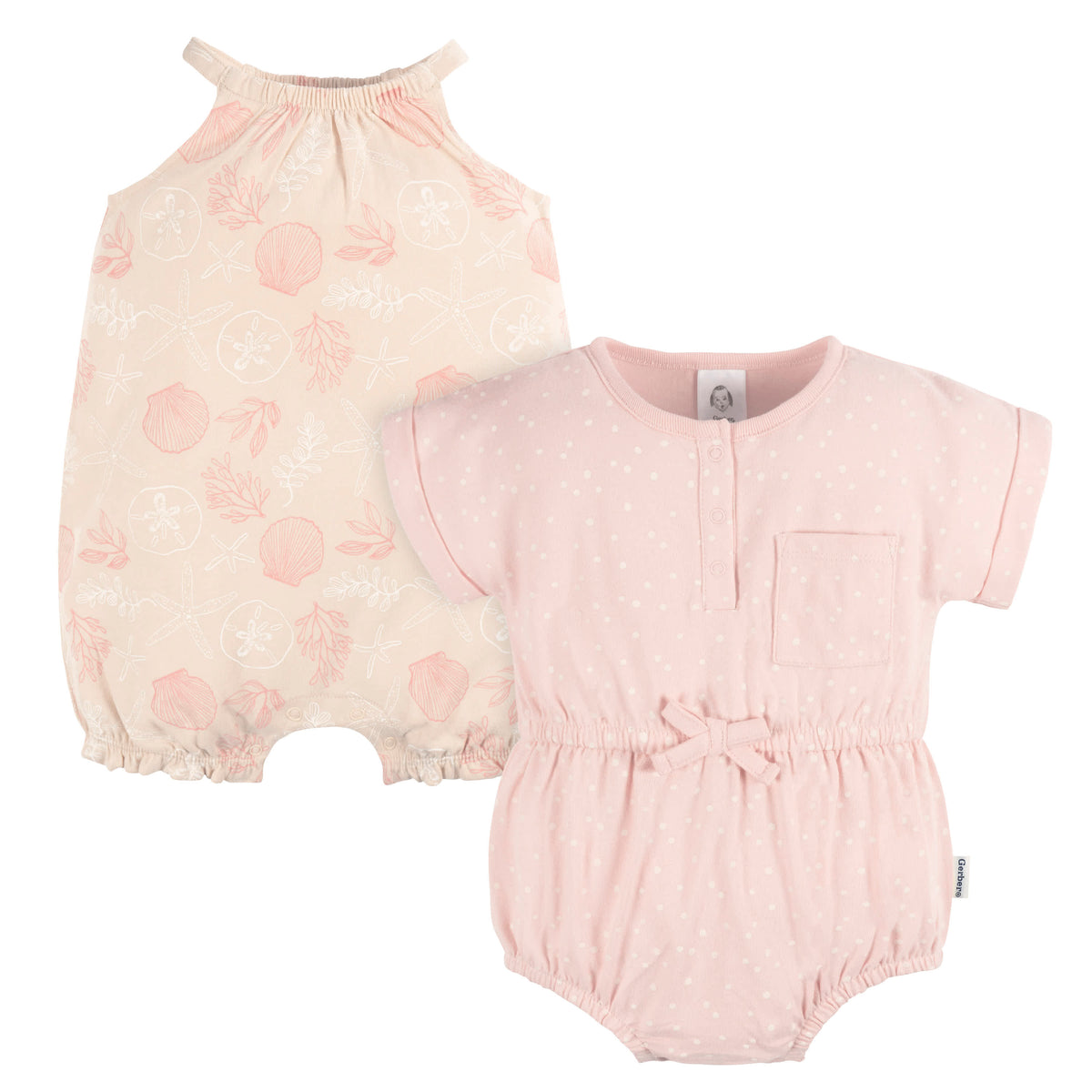 2-Pack Baby Girls Shells Romper