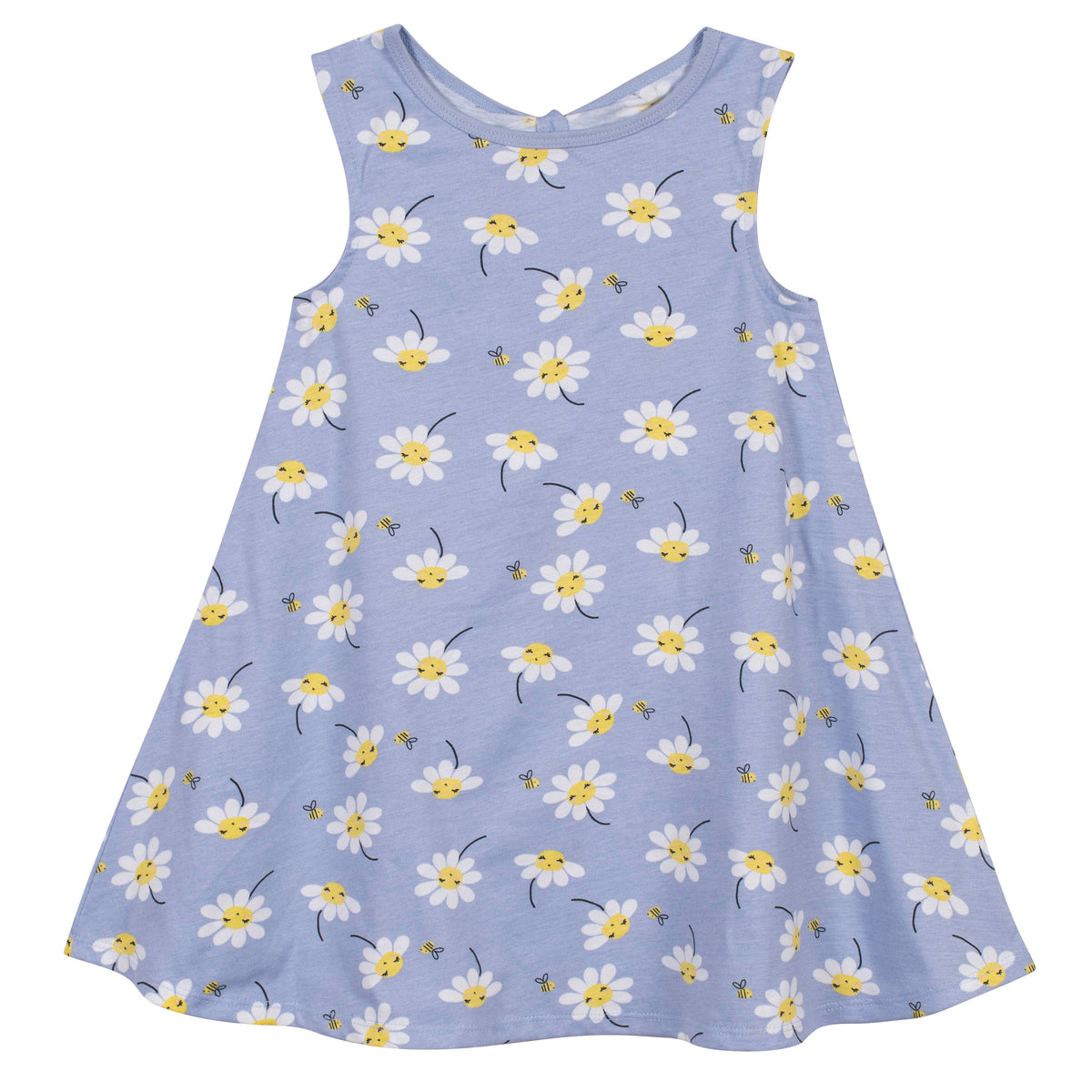 3-Piece Girls Daisies Dress, Diaper Cover, and Hat Set, view 2