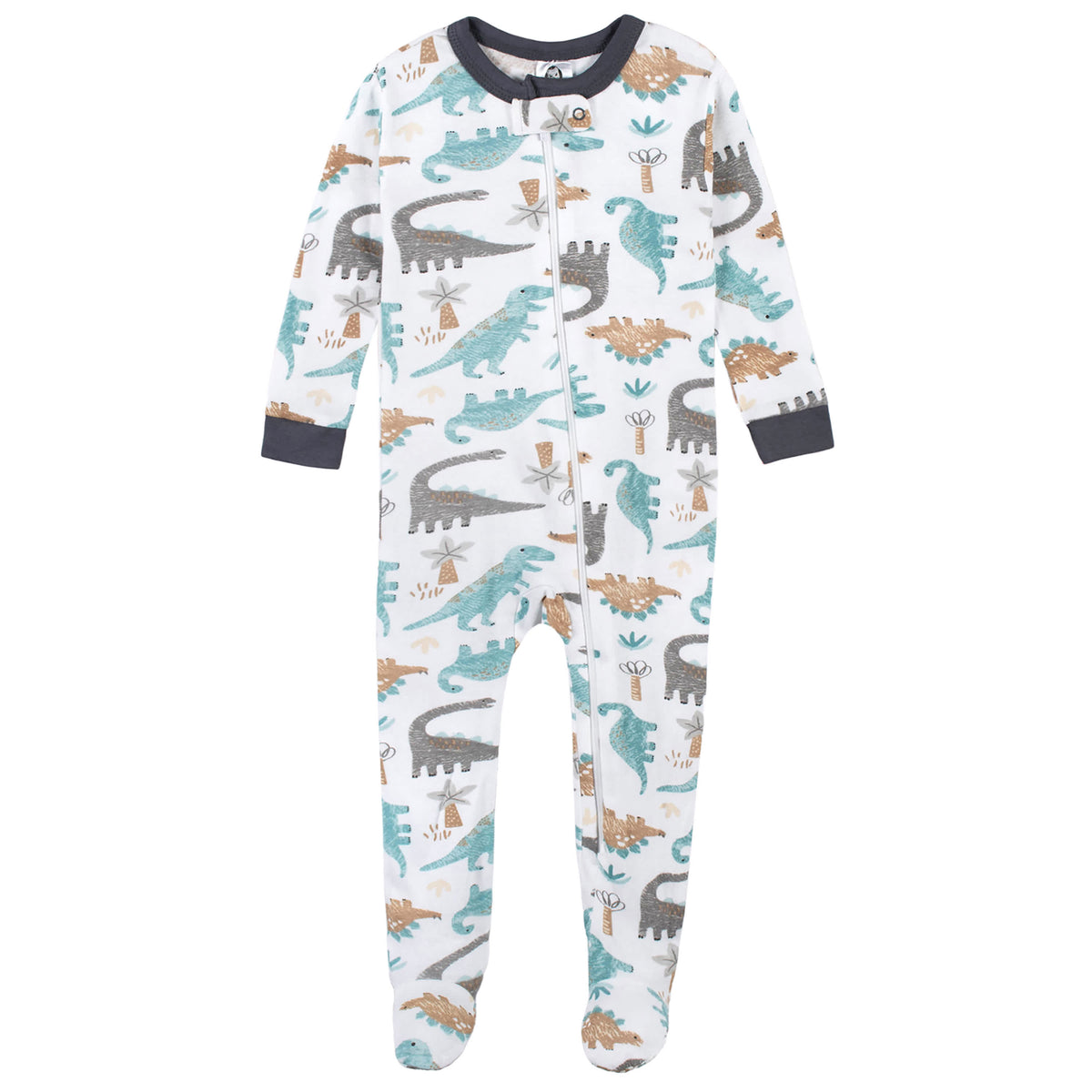 2-Pack Baby & Toddler Boys Dino Blues Snug Fit Footed Cotton Pajamas, view 4