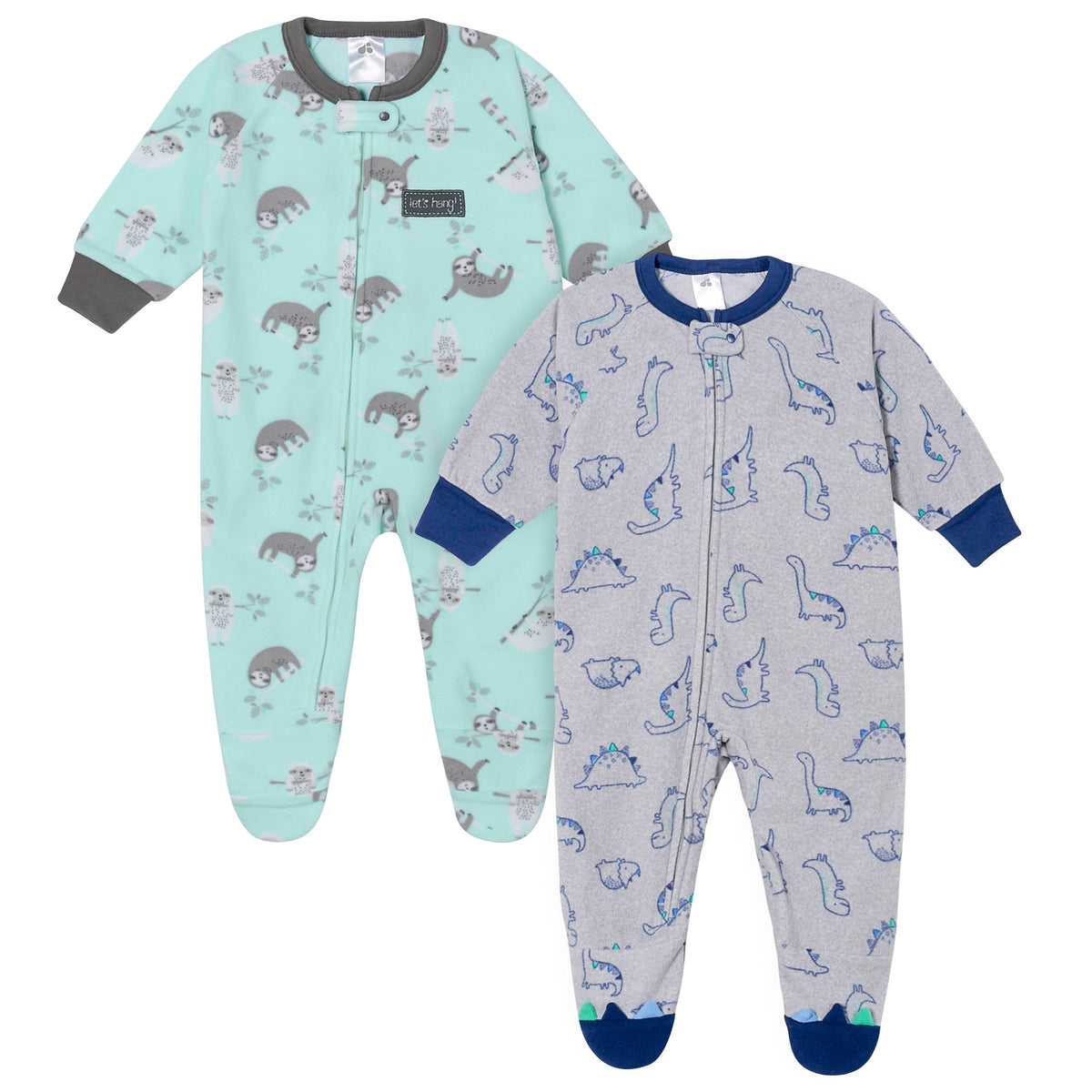 2-Pack Baby Boys Dinos & Sloths Blanket Sleepers