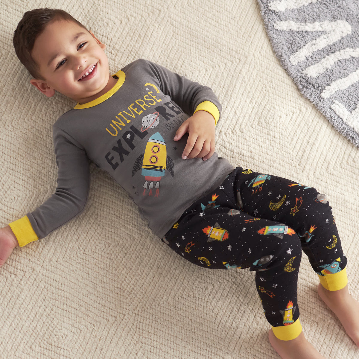 4-Piece Infant & Toddler Boys Blast Off Snug Fit Cotton Pajamas, view 4