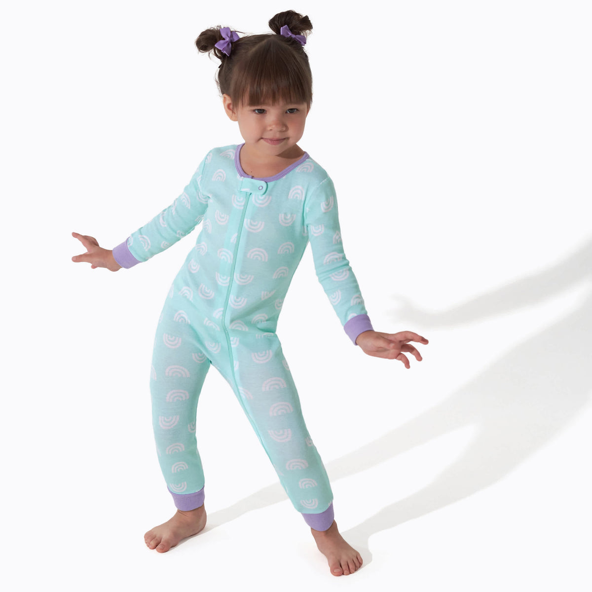 3-Pack Baby & Toddler Girls Rainbow Floral Snug Fit Footless Pajamas, view 3