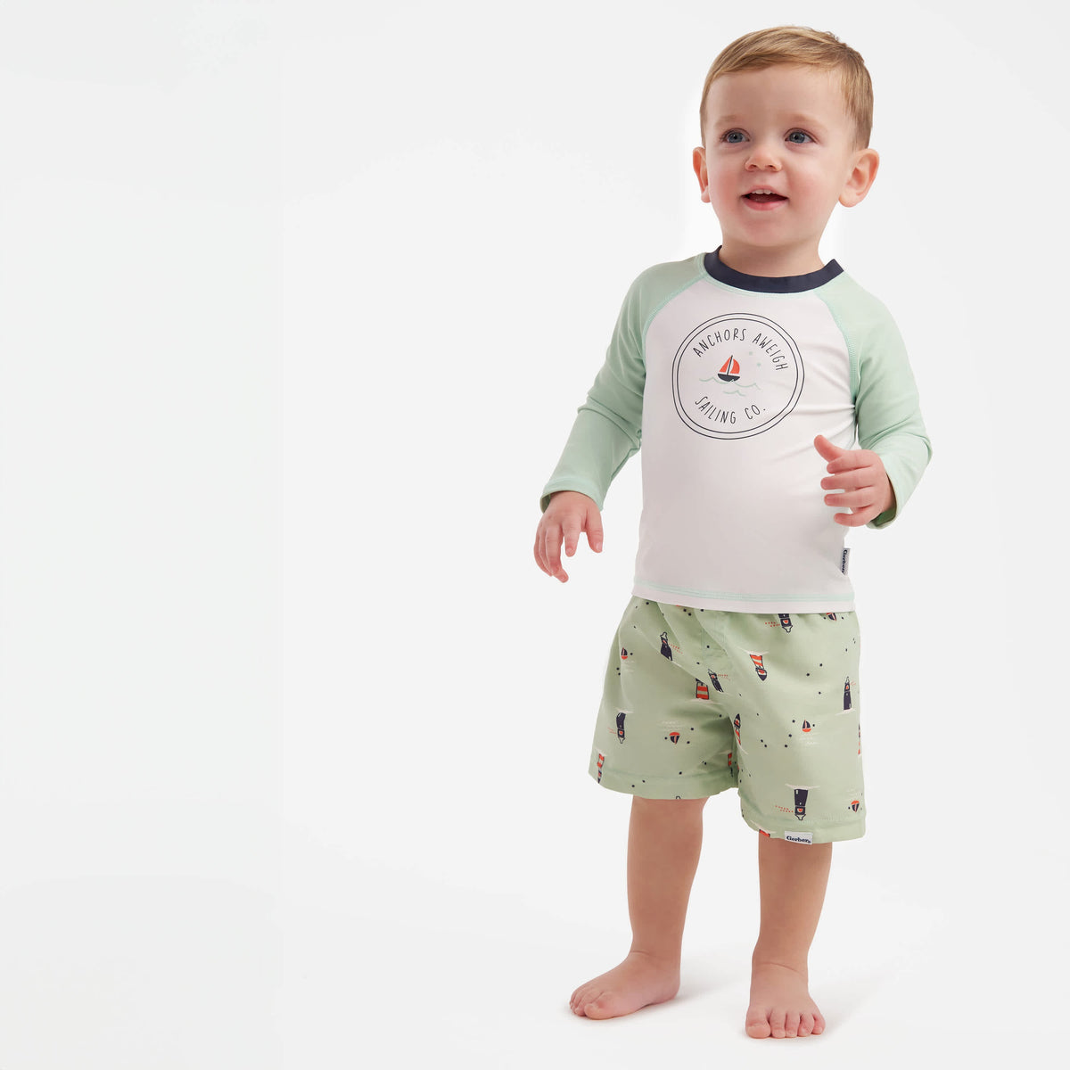 2-Piece Baby & Toddler Boys Sailboat Rashguard Set, view 3