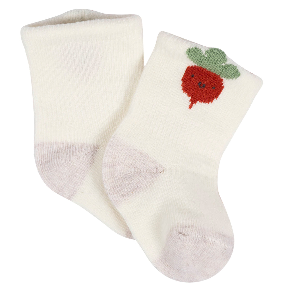 8-Pack Baby Neutral Happy Veggies Jersey Wiggle Proof Socks, view 6