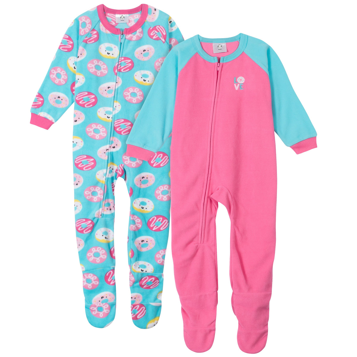2-Pack Toddler Girls Donuts Blanket Sleepers
