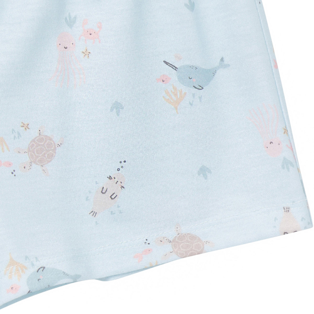 2-Piece Infant & Toddler Girls Sea Button Up Pajama Shorts Set, view 6
