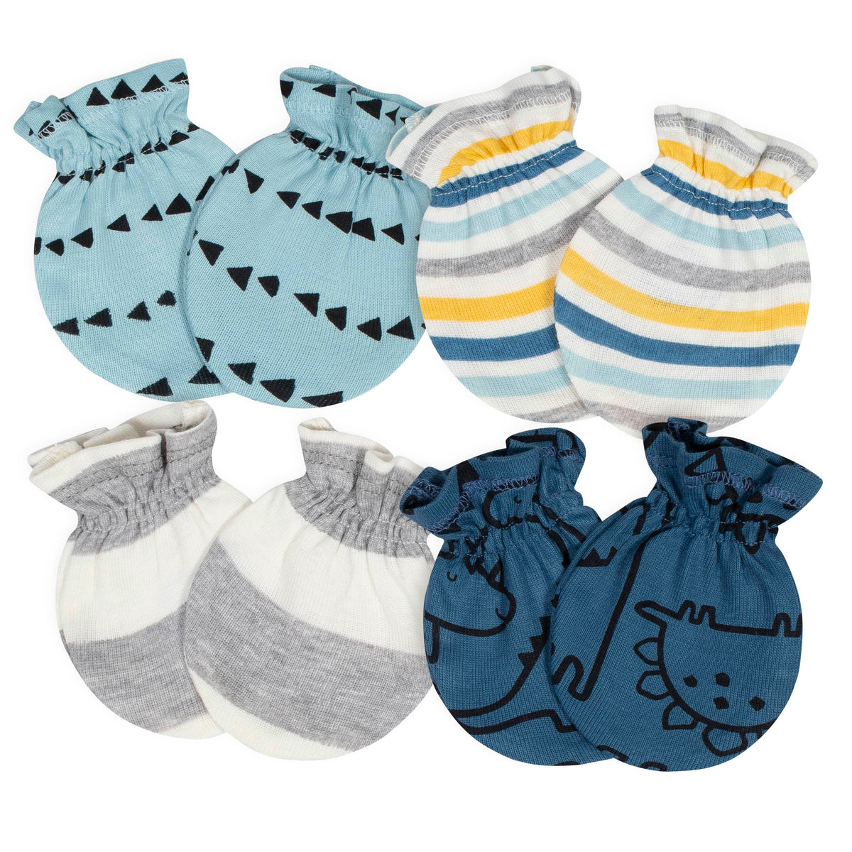 4-Pack Baby Boys Dinosaur No Scratch Mittens Set