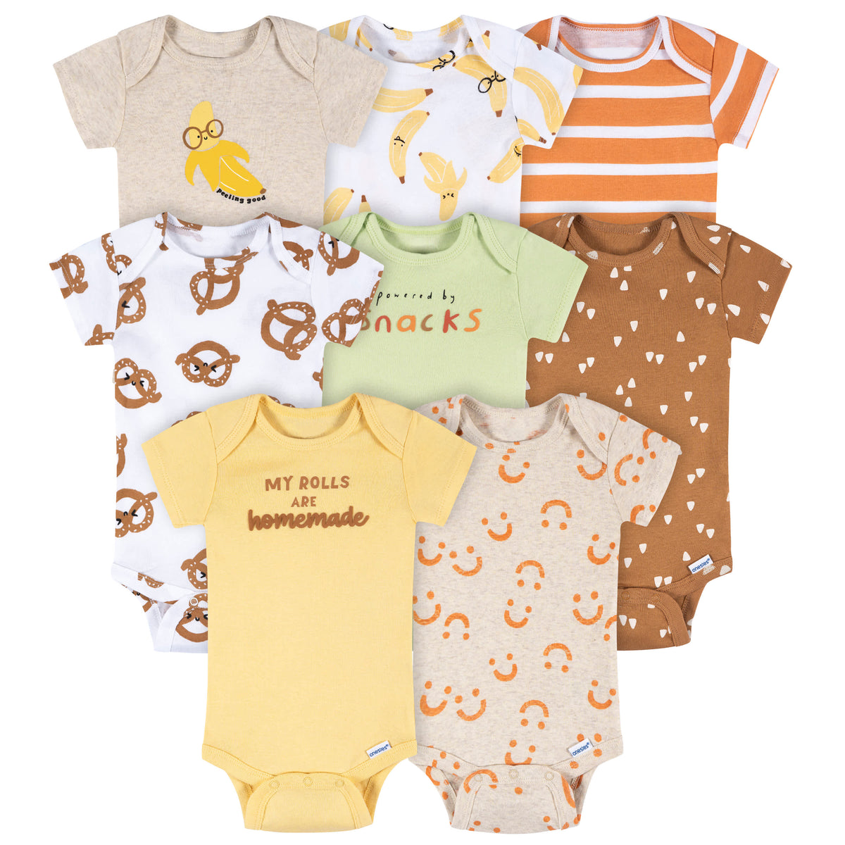 8-Pack Baby Neutral Peeling Good Short Sleeve Onesies Bodysuits